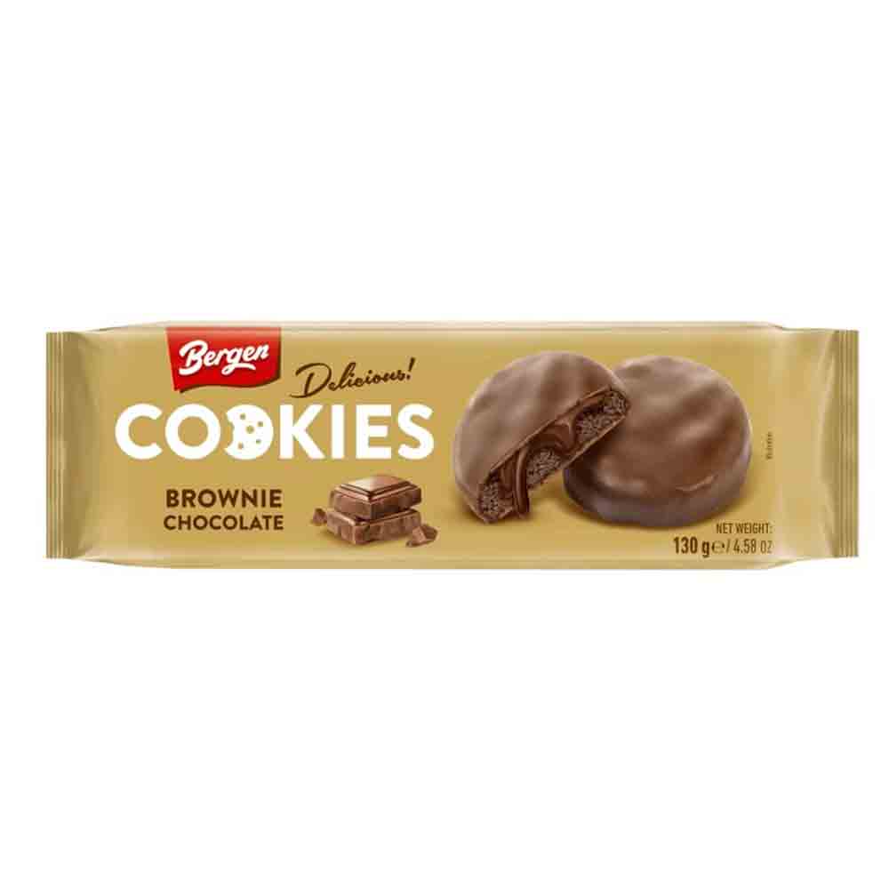 baergen-brown.jpg BERGEN DELICIOUS COOKIES BROWNIE AND CHOCOLATE 130G - الصورة 1